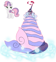 Size: 1280x1431 | Tagged: safe, artist:bearmation, artist:blingcity, imported from derpibooru, sweetie belle, mermaid, siren, crossover, dynamax, female, gigantamax, glowing eyes, long tail, macro, pokemon sword and shield, pokémon, simple background, singing, solo, tail, transparent background, vector