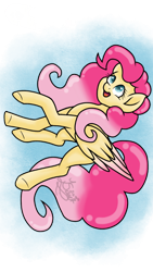 Size: 540x960 | Tagged: safe, artist:silentwolf-oficial, imported from derpibooru, fluttershy, pinkie pie, pegasus, pony, female, fusion, mare, open mouth, sideways image, signature, simple background, smiling, transparent background