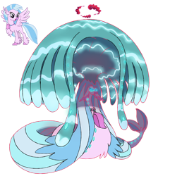 Size: 1280x1326 | Tagged: safe, artist:bearmation, artist:blingcity, imported from derpibooru, silverstream, mermaid, sea pony, siren, crossover, dynamax, female, gigantamax, glowing eyes, long tail, macro, pokemon sword and shield, pokémon, simple background, singing, solo, tail, transparent background, vector