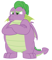 Size: 2963x3414 | Tagged: safe, artist:aleximusprime, imported from derpibooru, spike, dragon, chubby, crossed arms, fat, fat spike, male, older, older spike, simple background, solo, transparent background, vector, winged spike, wings