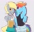 Size: 1286x1217 | Tagged: safe, artist:drafthoof, imported from derpibooru, derpy hooves, rainbow dash, anthro, pegasus, semi-anthro, bipedal, clothes, duo, looking at you, shirt, shorts, smiling, t-shirt