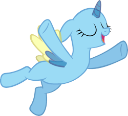 Size: 1164x1055 | Tagged: safe, artist:pegasski, imported from derpibooru, oc, oc only, alicorn, pony, all bottled up, alicorn oc, bald, base, eyelashes, eyes closed, flying, horn, open mouth, simple background, smiling, solo, transparent background, two toned wings, underhoof, wings