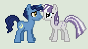 Size: 178x100 | Tagged: safe, artist:jadeharmony, artist:jadethepegasus, imported from derpibooru, night light, twilight velvet, female, husband and wife, male, married couple, nightvelvet, pixel art, shipping, straight