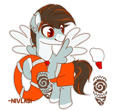 Size: 2092x1911 | Tagged: safe, alternate version, artist:nivladi, imported from derpibooru, oc, oc only, oc:summer waves, pegasus, pony, ear piercing, earring, flying, jewelry, life preserver, lifebuoy, lifeguard, male, markings, piercing, raised hoof, simple background, solo, stallion, swimming trunks, tattoo, transparent background, trunks, whistle