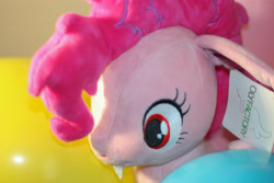 Size: 5184x3456 | Tagged: safe, imported from derpibooru, pinkie pie, bat pony, pony, balloon, bat ponified, female, pinkiebat, plushie, race swap, solo, toy