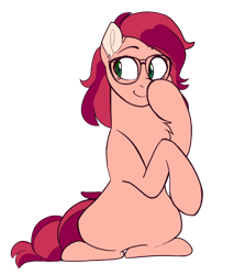 Size: 1024x1204 | Tagged: safe, artist:maikatystar, imported from derpibooru, oc, oc only, oc:cherry jam pie, earth pony, pony, glasses, offspring, parent:cheese sandwich, parent:pinkie pie, parents:cheesepie, simple background, solo, transparent background