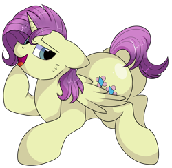 Size: 4400x4300 | Tagged: safe, artist:rainbowtashie, imported from derpibooru, fluttershy, rarity, oc, oc:charitable nature, pegasus, pony, unicorn, butt, commissioner:bigonionbean, cute, flank, fusion, fusion:charitable nature, fusion:fluttershy, fusion:rarity, male, parent:fluttershy, parent:rarity, plot, rule 63, rule63betes, simple background, stallion, sultry pose, the ass was fat, thicc ass, transparent background, writer:bigonionbean