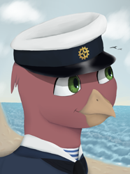 Size: 1560x2100 | Tagged: safe, artist:monx94, imported from derpibooru, oc, oc only, oc:janus goldclaw, griffon, equestria at war mod, ocean, sailor