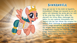 Size: 4617x2590 | Tagged: safe, artist:andoanimalia, imported from derpibooru, somnambula, pegasus, pony, bio, desert, female, pyramid, solo, text