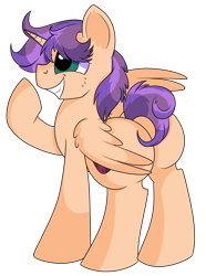 Size: 5200x7000 | Tagged: safe, artist:rainbowtashie, imported from derpibooru, scootaloo, sweetie belle, oc, oc:sweet scooter, alicorn, pegasus, pony, unicorn, alicorn oc, butt, colt, commissioner:bigonionbean, cute, cutie mark, flank, fusion, fusion:scootaloo, fusion:sweet scooter, fusion:sweetie belle, horn, male, not an alicorn, plot, rule 63, simple background, the ass was fat, thicc ass, transparent background, wings, writer:bigonionbean