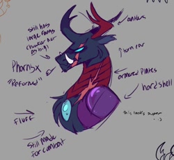 Size: 582x538 | Tagged: safe, artist:_lunalatte_, imported from derpibooru, pharynx, changedling, changeling, antlers, bust, chest fluff, male, prince pharynx, reference sheet, solo