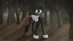 Size: 3840x2160 | Tagged: safe, artist:entheusdm, imported from derpibooru, oc, pegasus, pony, camouflage, clothes, forest, gun, military, soldier, uniform, weapon