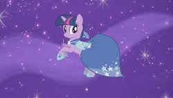 Size: 1920x1080 | Tagged: safe, imported from derpibooru, screencap, twilight sparkle, pony, suited for success, clothes, dress, female, gala dress, rearing, solo