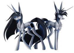 Size: 2495x1800 | Tagged: safe, artist:sadatrix, imported from derpibooru, oc, oc only, oc:eclipse, oc:solstice, pony, unicorn, female, male, mare, simple background, stallion, transparent background