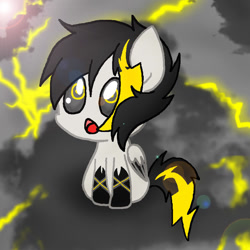 Size: 896x896 | Tagged: safe, artist:dj-sky-storm-117, imported from derpibooru, oc, oc only, oc:voltage, pegasus, pony, amazed, cloud, cute, lightning, pegasus oc, solo, storm, wings