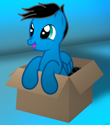 Size: 5826x6600 | Tagged: safe, artist:agkandphotomaker2000, imported from derpibooru, oc, oc:pony video maker, pegasus, pony, box, cute, cute pegasus is cute, ocbetes, pony in a box, show accurate, simple background, smiling