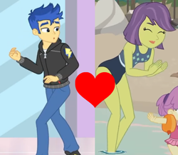 Size: 1802x1563 | Tagged: safe, edit, edited screencap, imported from derpibooru, screencap, flash sentry, victoria, water lily (g4), equestria girls, equestria girls series, eyes closed, female, flashtoria, male, milf, offscreen character, shipping, shipping domino, straight