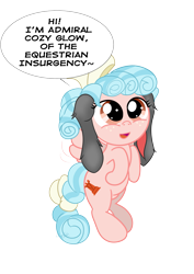 Size: 1885x2666 | Tagged: safe, artist:stormythetrooper, imported from derpibooru, cozy glow, pegasus, pony, bunny ears, female, filly, simple background, solo, talking, transparent background