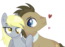 Size: 2210x1612 | Tagged: safe, artist:al-lat, imported from derpibooru, derpy hooves, doctor whooves, time turner, earth pony, pegasus, pony, bedroom eyes, blushing, commission, doctorderpy, female, heart, male, mare, raised hoof, shipping, simple background, smiling, smirk, stallion, straight, transparent background, ych result