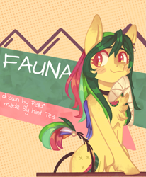 Size: 1545x1874 | Tagged: safe, artist:starfello, imported from derpibooru, oc, oc only, oc:fauna, earth pony, pony, bandage, ear piercing, earring, earth pony oc, jewelry, piercing, smiling, solo