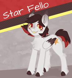 Size: 1746x1883 | Tagged: safe, artist:starfello, imported from derpibooru, oc, oc only, pegasus, pony, chest fluff, colored hooves, pegasus oc, smiling, solo, two toned wings, wings