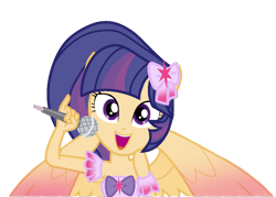 Size: 1200x858 | Tagged: safe, artist:stellamoonshine, artist:stellamoonshineyt, imported from derpibooru, oc, oc only, oc:twinkle galaxy, equestria girls, microphone, offspring, parent:flash sentry, parent:twilight sparkle, parents:flashlight, ponied up, simple background, solo, transparent background