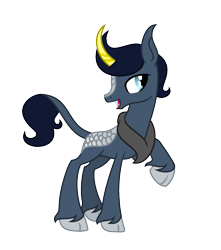 Size: 1249x1413 | Tagged: safe, artist:darbypop1, imported from derpibooru, oc, oc only, oc:kai, kirin, male, raised hoof, simple background, solo, transparent background