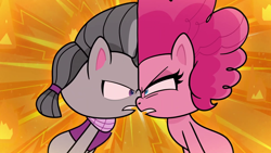 Size: 1920x1080 | Tagged: safe, imported from derpibooru, screencap, octavio pie, pinkie pie, earth pony, pony, my little pony: pony life, pie vs. pie, spoiler:pony life s01e39, brother and sister, face to face, faceoff, female, g4.5, male, siblings