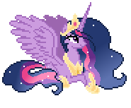 Size: 185x153 | Tagged: artist needed, safe, imported from derpibooru, twilight sparkle, alicorn, pony, the last problem, female, lying down, mare, pixel art, princess twilight 2.0, prone, simple background, solo, spread wings, transparent background, twilight sparkle (alicorn), wings