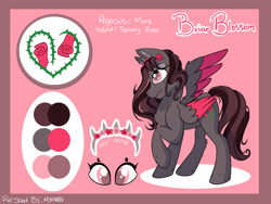 Size: 2224x1668 | Tagged: safe, artist:mychelle, imported from derpibooru, oc, oc only, oc:briar blossom, pegasus, pony, female, mare, reference sheet, solo, two toned wings, wings