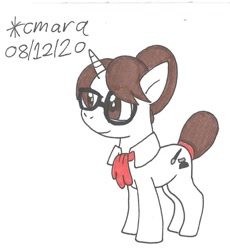 Size: 827x899 | Tagged: safe, artist:cmara, imported from derpibooru, raven, pony, unicorn, female, glasses, mare, simple background, solo, traditional art, white background