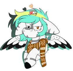 Size: 1831x1797 | Tagged: safe, artist:rokosmith26, imported from derpibooru, oc, oc only, oc:rokosmith, pegasus, pony, big ears, chocolate, clothes, colored wings, cup, female, floppy ears, food, heart, hot chocolate, looking at you, mare, markings, mug, multicolored wings, scarf, short hair, short mane, simple background, solo, spread wings, transparent background, tribal marking, tribal markings, wings