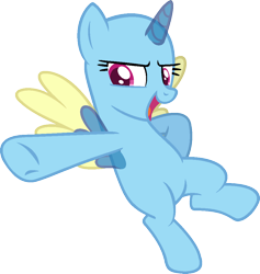 Size: 983x1037 | Tagged: safe, artist:pegasski, imported from derpibooru, oc, oc only, alicorn, pony, non-compete clause, alicorn oc, bald, base, eyelashes, flying, grin, horn, open mouth, raised hoof, simple background, smiling, solo, transparent background, two toned wings, underhoof, wings