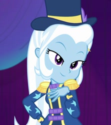 Size: 958x1080 | Tagged: safe, imported from derpibooru, screencap, trixie, equestria girls, spring breakdown, bedroom eyes, cute, diatrixes, female, hat, magician, magician outfit, solo, top hat