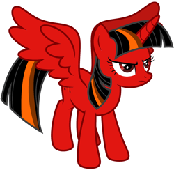 Size: 1600x1559 | Tagged: safe, imported from derpibooru, twilight sparkle, alicorn, pony, edgy, female, red and black, simple background, solo, twilight sparkle (alicorn), white background