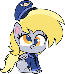 Size: 6001x6824 | Tagged: safe, artist:pirill, imported from derpibooru, derpy hooves, pegasus, pony, my little pony: pony life, unboxing day, spoiler:pony life s01e30, .ai available, absurd resolution, clothes, cute, derpabetes, female, g4.5, hat, mail, mailmare, mailmare hat, mailmare uniform, mare, simple background, sitting, smiling, solo, transparent background, uniform, vector, wings