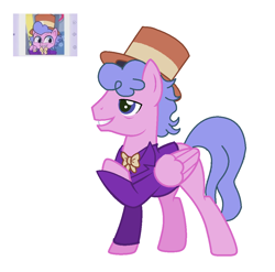 Size: 1048x1036 | Tagged: safe, artist:moonlightthegriffon, imported from derpibooru, pegasus, pony, my little pony: pony life, one click wonder, spoiler:pony life s01e28, base used, bowtie, clothes, condescending wonka, g4, g4.5, g4.5 to g4, hat, male, meme, ponified, ponified meme, roald dahl, screencap reference, simple background, top hat, willy wonka, willy wonka and the chocolate factory