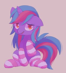 Size: 1100x1225 | Tagged: safe, artist:lexiedraw, imported from derpibooru, oc, oc only, oc:cosmic spark, pony, unicorn, clothes, socks, solo, striped socks