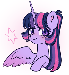 Size: 1229x1325 | Tagged: safe, artist:hawthornss, imported from derpibooru, twilight sparkle, alicorn, pony, beanbrows, blushing, cute, eyebrows, eyebrows visible through hair, female, looking at you, simple background, smiling, solo, twiabetes, twilight sparkle (alicorn), white background