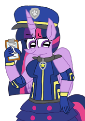 Size: 1080x1531 | Tagged: safe, artist:徐詩珮, imported from derpibooru, twilight sparkle, alicorn, anthro, plantigrade anthro, series:sprglitemplight diary, series:sprglitemplight life jacket days, series:springshadowdrops diary, series:springshadowdrops life jacket days, alternate universe, chase (paw patrol), clothes, female, paw patrol, simple background, transparent background, twilight sparkle (alicorn), ultimate rescue