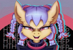 Size: 2900x1999 | Tagged: safe, artist:hthfp-da, imported from derpibooru, oc, oc only, earth pony, pony, braid, bust, cheek fluff, chromatic aberration, clothes, digital art, female, front view, looking at you, open mouth, portrait, solo