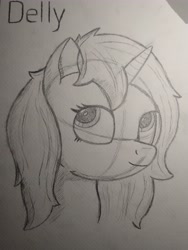 Size: 3456x4608 | Tagged: safe, artist:zocidem, imported from derpibooru, oc, oc only, oc:delly, pony, unicorn, drawing, sketch, solo, traditional art