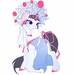 Size: 1024x1024 | Tagged: safe, artist:amo, imported from derpibooru, oc, oc only, pony, ceremonial, clothes, headdress, peking opera, simple background, solo, white background