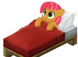 Size: 2000x1458 | Tagged: safe, artist:some_ponu, imported from derpibooru, babs seed, earth pony, pony, bed, minecraft, solo