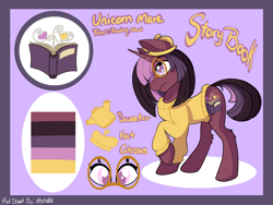 Size: 2224x1668 | Tagged: safe, artist:mychelle, imported from derpibooru, oc, oc only, oc:story book, pony, unicorn, clothes, female, mare, reference sheet, solo, sweater