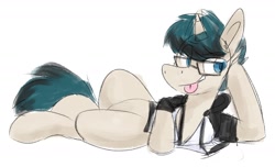 Size: 2396x1459 | Tagged: safe, imported from derpibooru, oc, oc only, oc:invictus europa, pony, unicorn, clothes, glasses, male, solo, tongue out