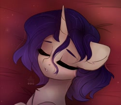 Size: 1908x1654 | Tagged: safe, artist:radioaxi, artist:reterica, imported from derpibooru, oc, oc only, oc:moonsonat, pony, unicorn, chest fluff, eyes closed, female, floppy ears, lying down, mare, sleeping, solo