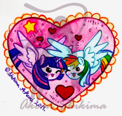 Size: 800x759 | Tagged: safe, artist:akemishikima, artist:shikimaakemi, imported from derpibooru, rainbow dash, twilight sparkle, alicorn, female, holiday, lesbian, my little squishy, shipping, twidash, twilight sparkle (alicorn), valentine's day