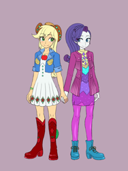 Size: 1620x2160 | Tagged: safe, artist:haibaratomoe, imported from derpibooru, applejack, rarity, equestria girls, equestria girls series, sunset's backstage pass!, spoiler:eqg series (season 2), female, lesbian, rarijack, shipping