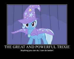 Size: 750x600 | Tagged: safe, artist:bridalspirit007, edit, imported from derpibooru, screencap, trixie, boast busters, anything you can do, demotivational poster, female, mare, meme